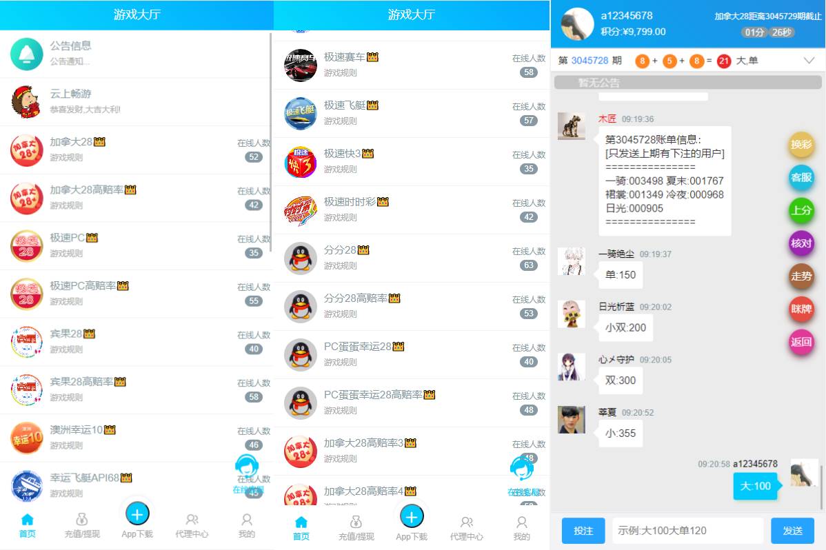 java旗舰28系统/cp游戏/28竞猜游戏/自动机器人